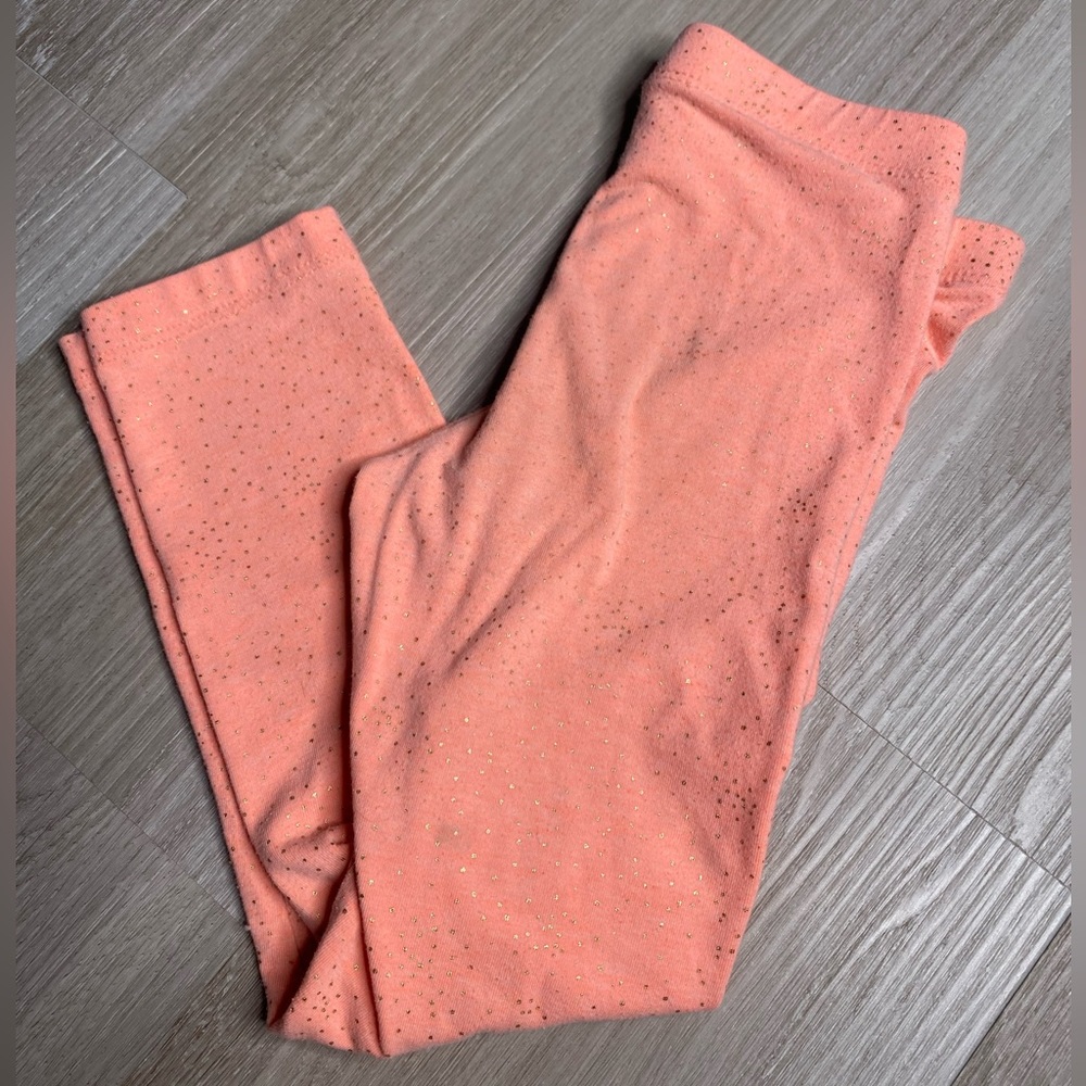 Girls XS Cat & Jack Coral Glitter Leggings